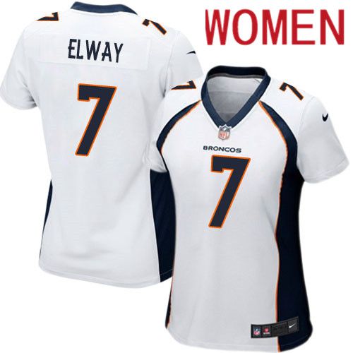 Women Denver Broncos 7 John Elway White Nike Game NFL Jersey
